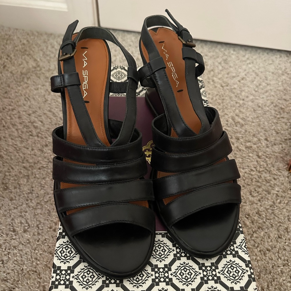 Via Spiga Black Strappy Sandals